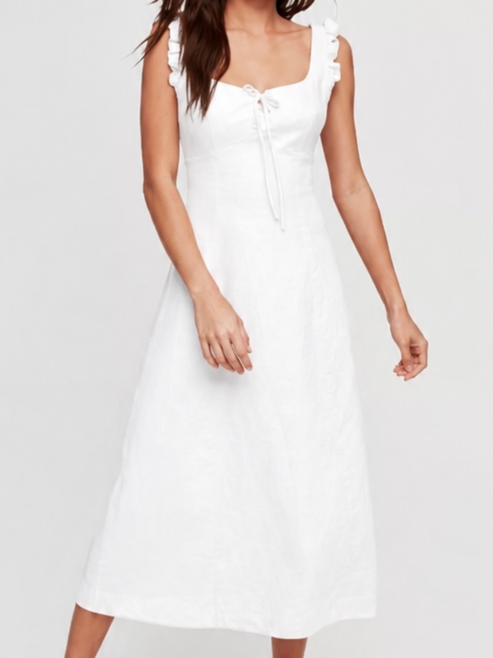 Wilfred White Midi Sundress with Ruffle Straps